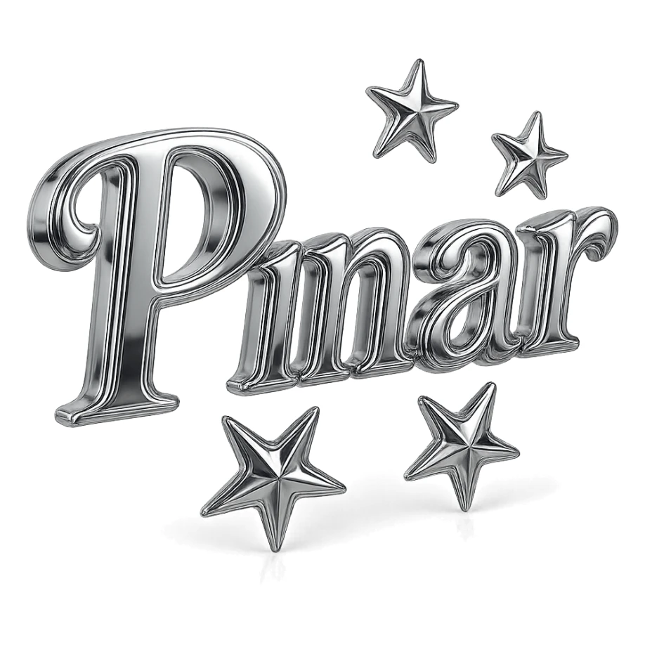 Write "Pınar" in this style, try majesty fonts. Add two or three stars around it so that it looks like this but it has a hand-drawn shape. sticker