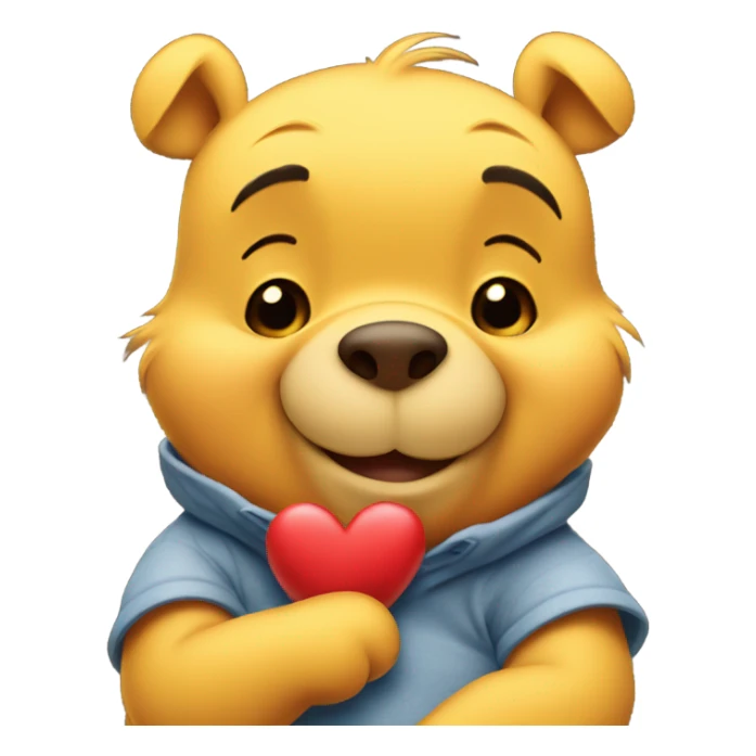 Winnie the Pooh holding a heart  sticker