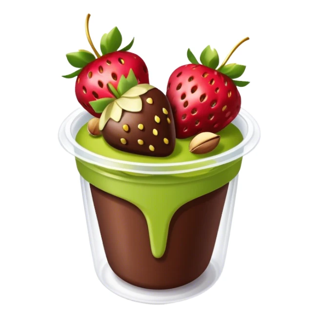 Chocolate covered strawberries with pistachio in a plastic cup sticker