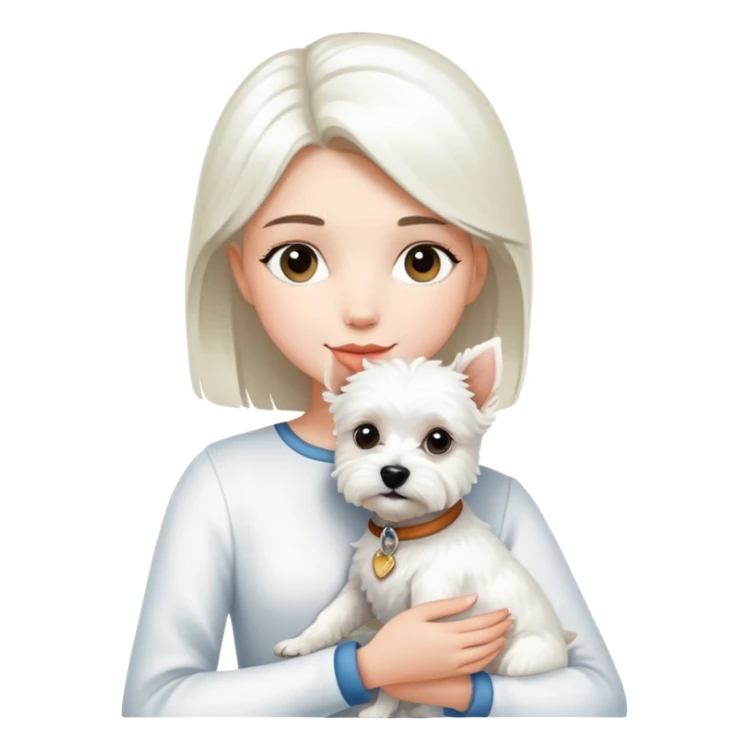 A beautiful girl holding a white terrier sticker