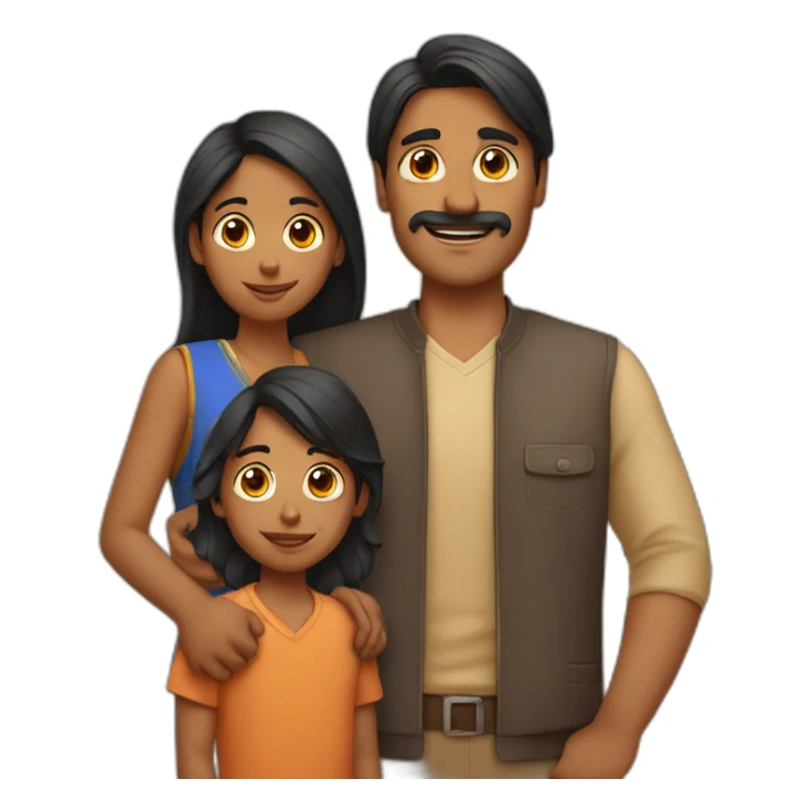 indian family with dad and son straight haired sticker