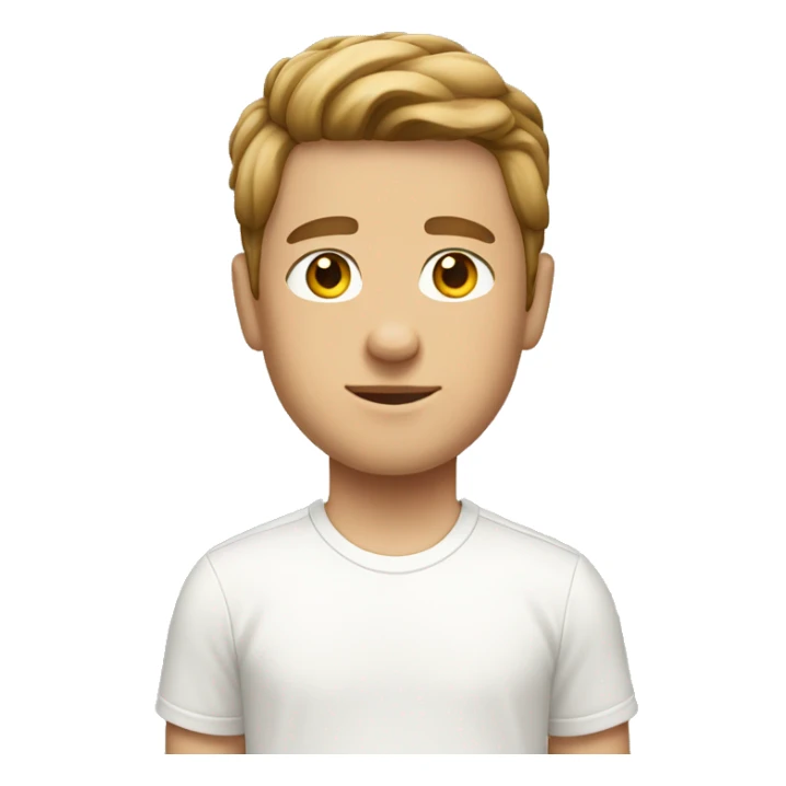 White boy with a brown curtains haircut in a white Nike shirt sticker