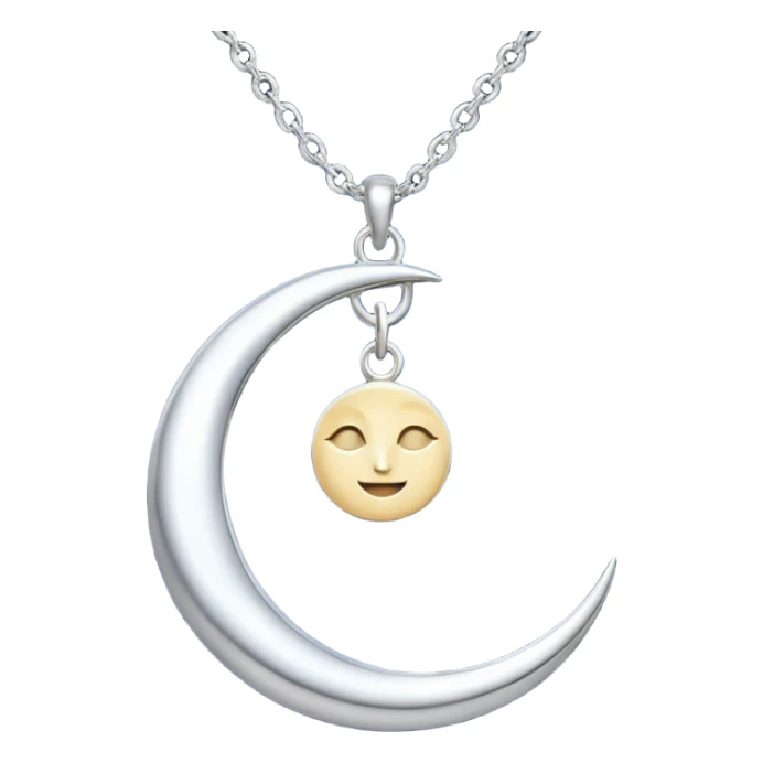 Moon charm in necklace – silver crescent moon
 sticker