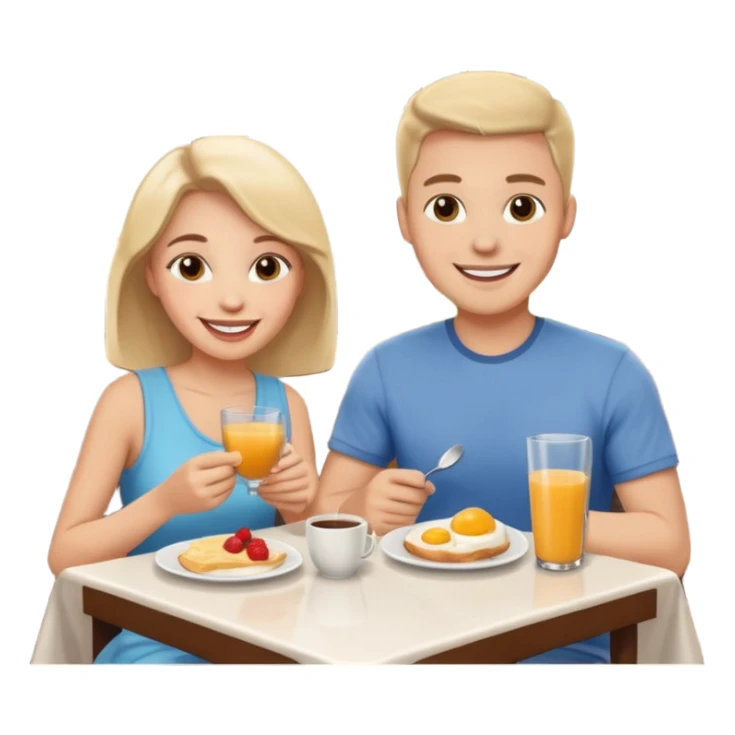 pon una pareja desayunando sedayuno de hotel sticker