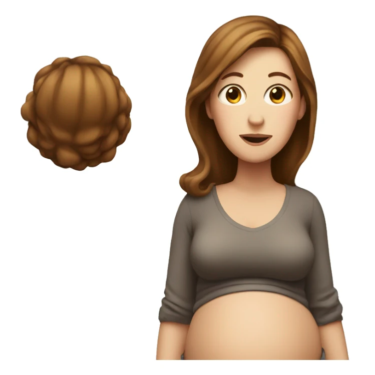 White woman with brown hair pregnant belly sticker