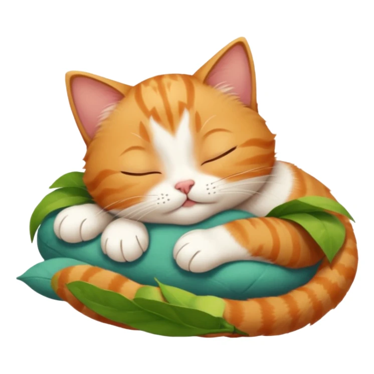 ginger and white small cat in funny positions upside down with eyes closed sticker