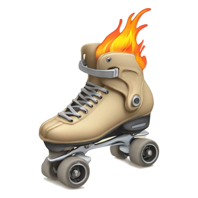 a beige rollerblade inline skate leaving fire traces just from their 3 wheels, just the object itself sticker