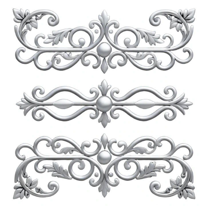 Black and silver filigree page divider, 3D, extremely detailed design sticker