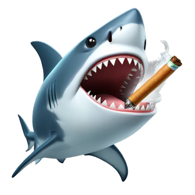 shark with sigarets in mouth sticker