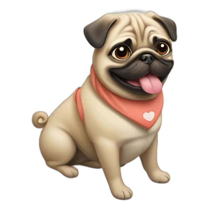 Pug in a beach smiling with heart eyes sticker