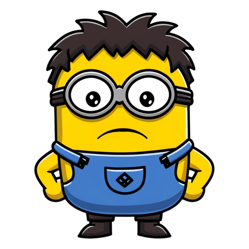 Angry minion with dark long black hair  sticker