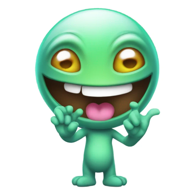 happy cute alien with peace sign fingers sticker