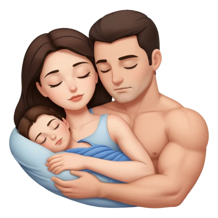 Brunette woman sleeping on white muscular man’s chest  sticker