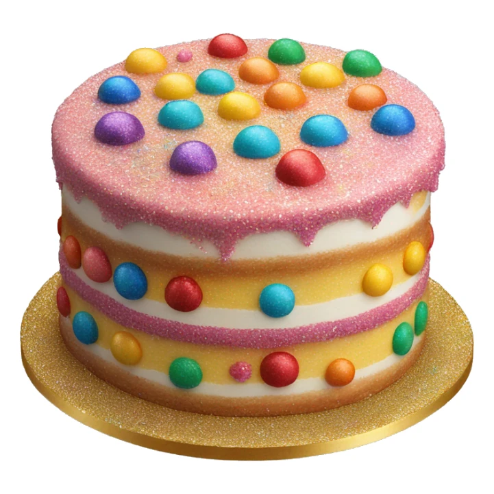 Realistic cake with colorful glitter sticker