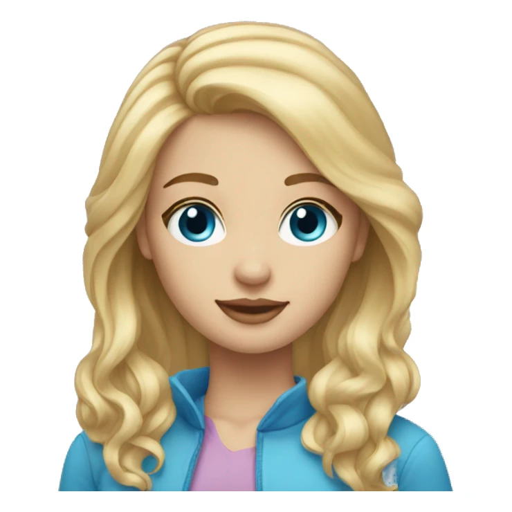 Medium lenght blonde hair girl with blue eyes sticker