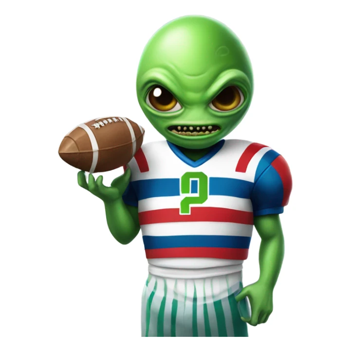 Alien wearing football jersey and a cake  sticker