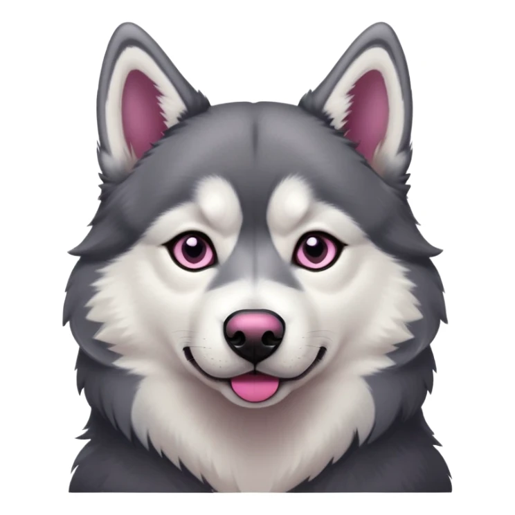 Dark grey husky with black and pink nose sticker