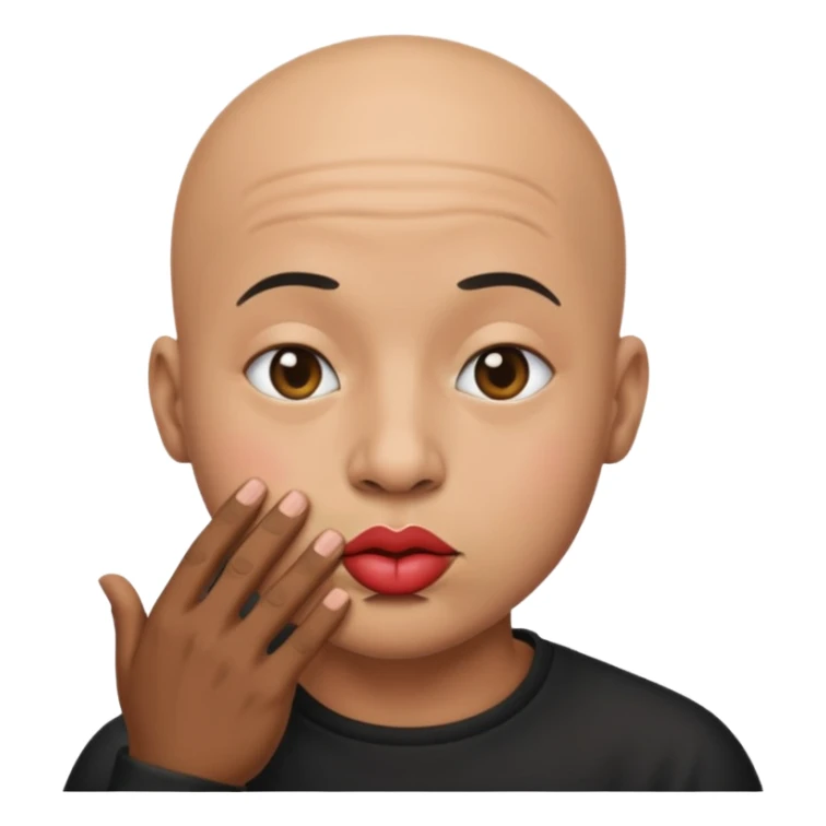Bald black emoji with a kissing face  sticker