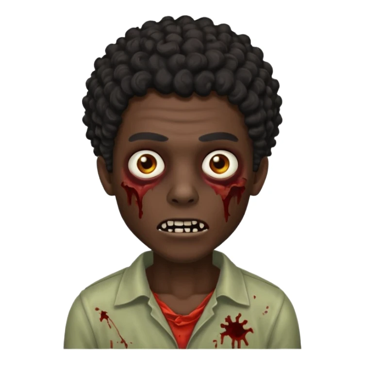 Zumbi com cabelo cacheado preto masculino zumbí  sticker