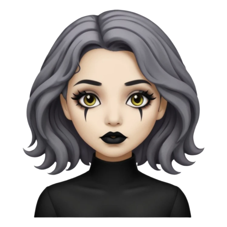  Beige olive skin  grey wavy hair black lips goth girl sticker