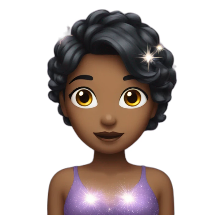 girl with black hair long with  magic sparkles sticker