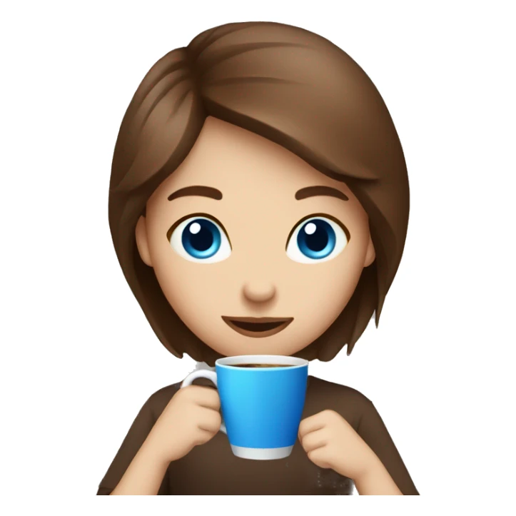 Brown hair with blue eyes drinking coffee  sticker