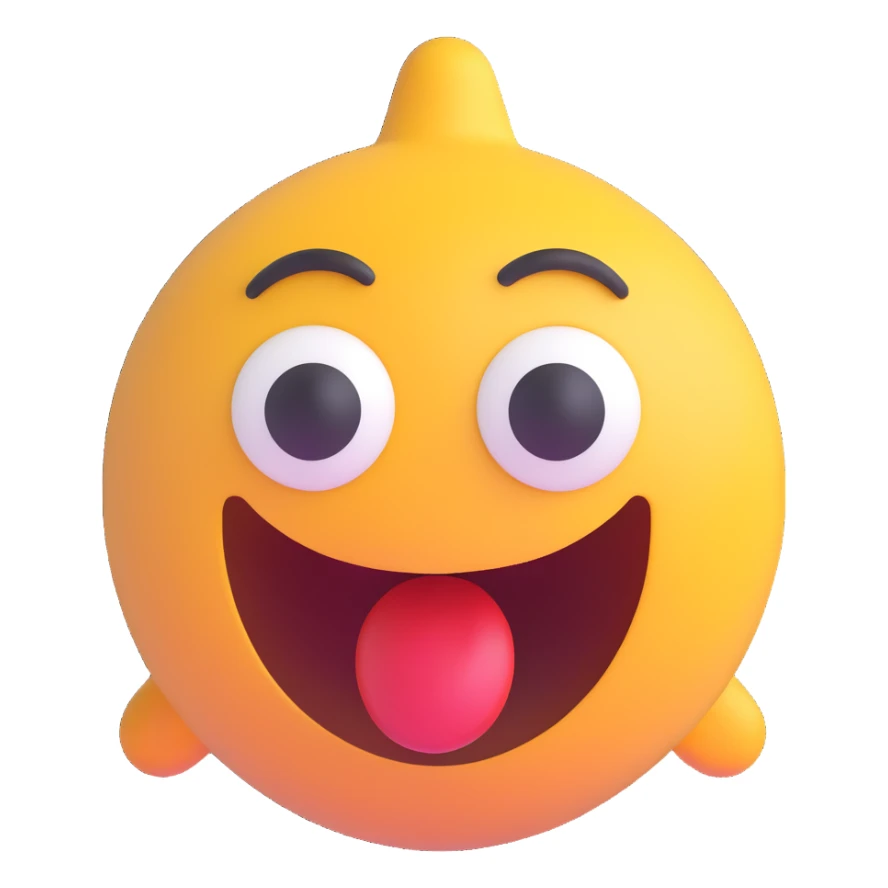 Shocked emoji in 3D style with a surprised expression, variant 8, no background, transparent background. sticker