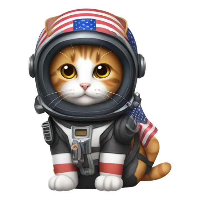 Calico cat with jet pack and American flag helmet sticker