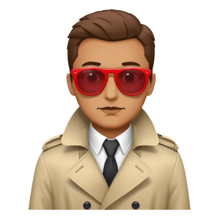 a fraudster in red sunglasses and a trench coat sticker