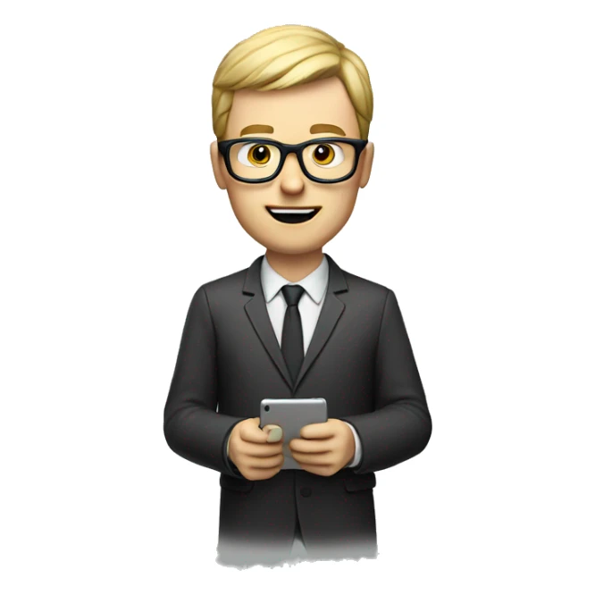 White man with glasses playing video game on ipad sticker