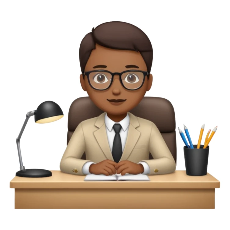 one employee sitting in front of the desk sticker