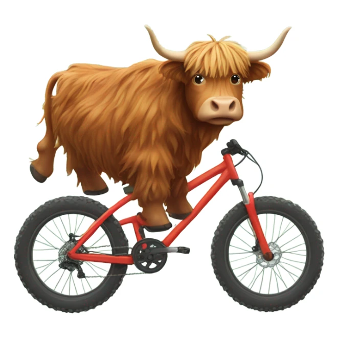 Highland cow riding a mountain bike sticker