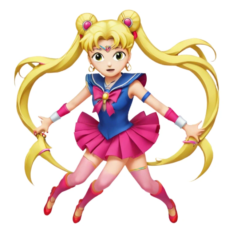 Icon for Anime: vibrant, dynamic scene with characters Bishoujo Senshi Sailor Moon in action, featuring exaggerated expressions and colorful backgrounds. The design should reflect the distinct, energetic style of anime, with iconic eyes and unique visual elements. Transparent background. sticker