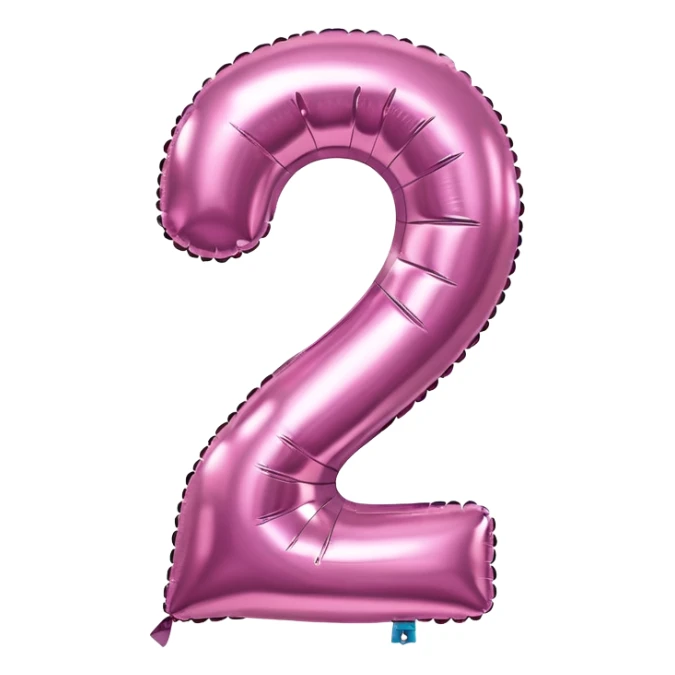 Pink foil balloon in the shape of a number teo sticker