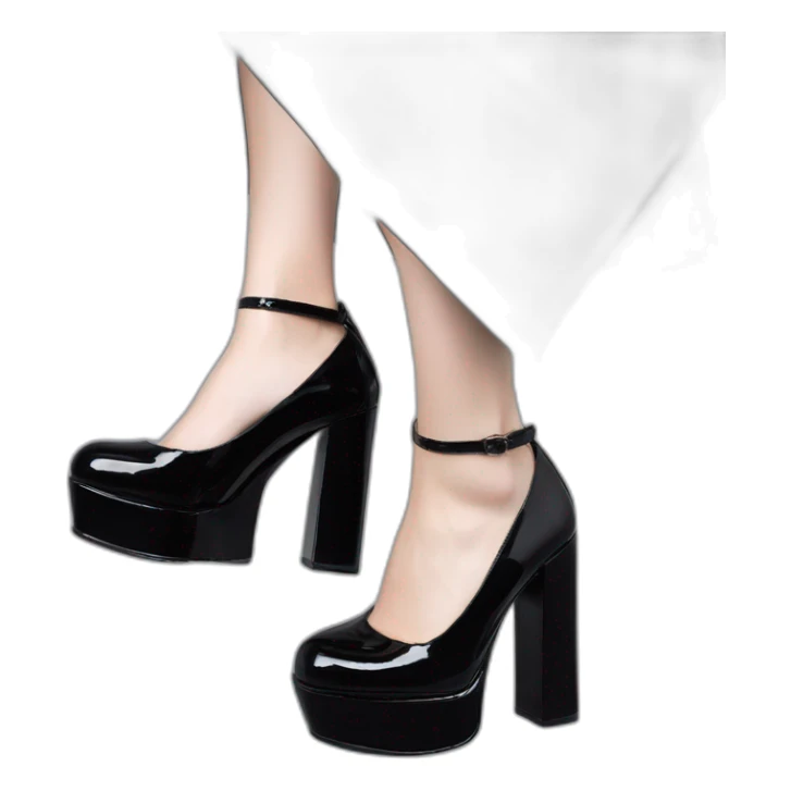 One view back Black Patent Leather Daffodile Platform Heels sticker