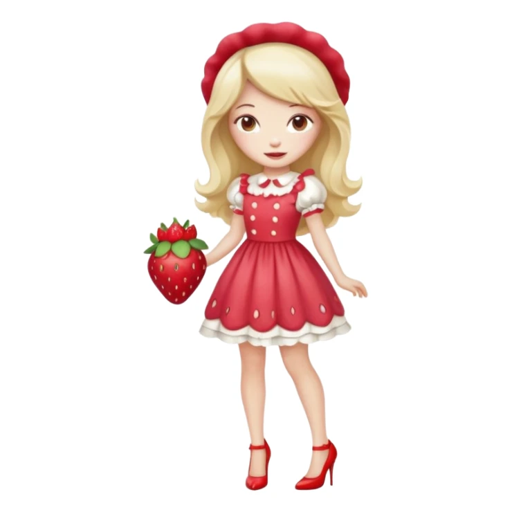 pretty and cute realistic modern day strawberry shortcake full body with high heels emoji sticker