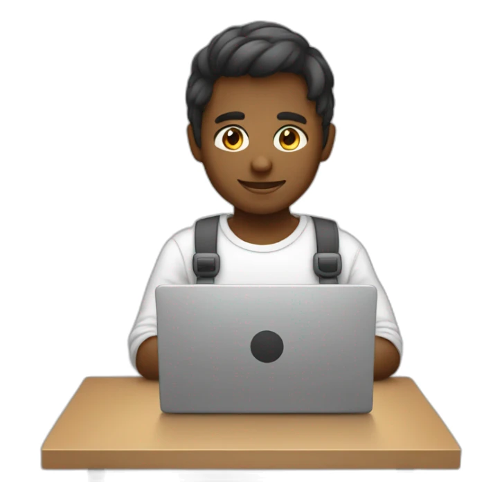 lovely developer emoji working on laptop black emoji sticker