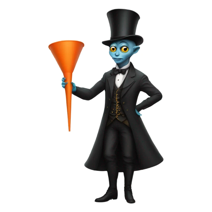 alien galora in Victorian dress elegant, full body, holding "big traffic cone" sticker