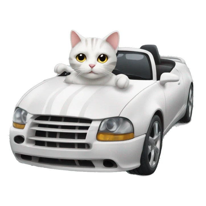 White stripped cat in sport car  sticker