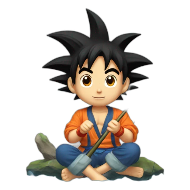 Little goku fishing with his tail  sticker