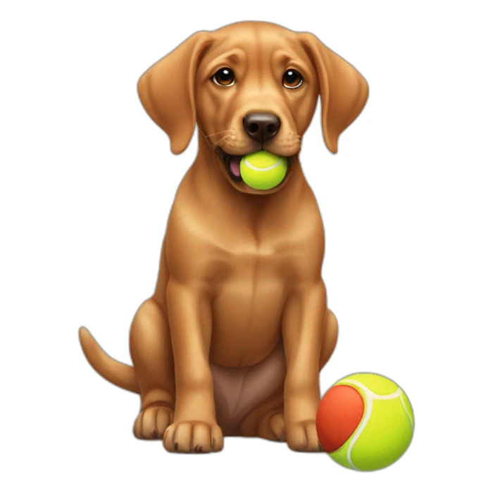 Puppy Red labrador holding a tennis ball on his mouth sticker