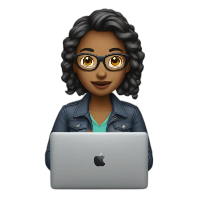 Woman geek with MacBook sticker