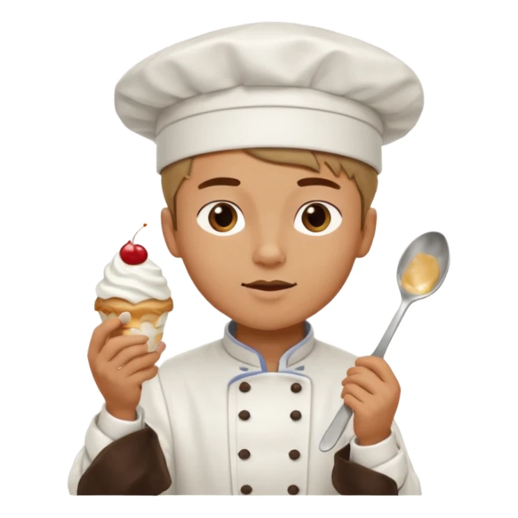 Young Male Chef eating sundae with spoon sticker