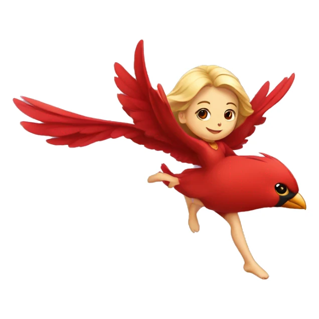 Cute girl flying on Cardinal bird sticker