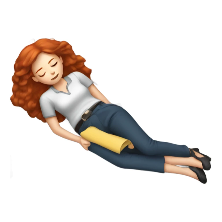 Redhead woman taking a nap at work sticker