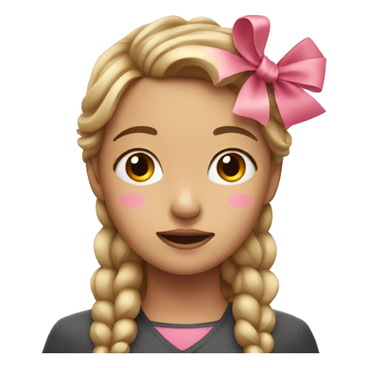 girl with pink bow and eyes closed sticker