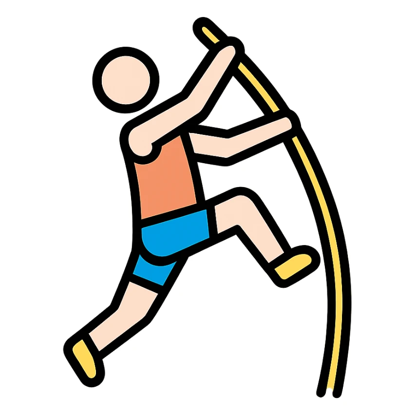 pole vaulting athlete icon or emoji lineal color icon with black outlines sticker