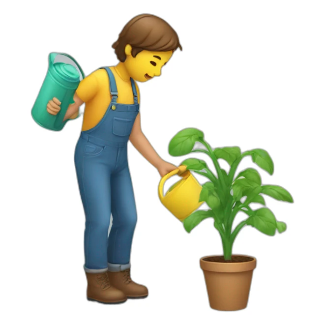 a person watering a plant sticker