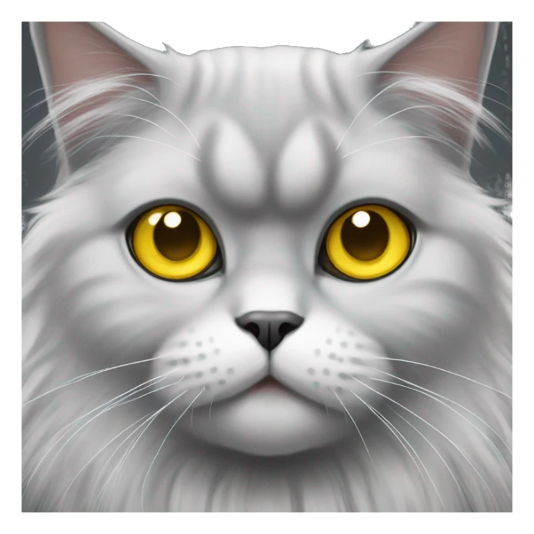 Persian cat with yellow eyes and white and gray fur sticker
