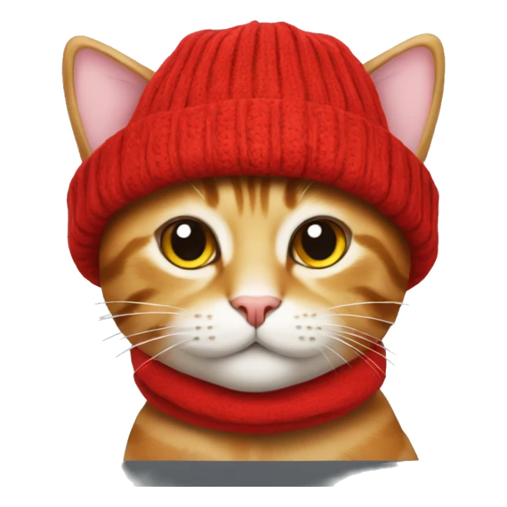 A cat wearing a talk hat and a red scarf sticker